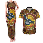Aboriginal Magpies Dots Art Couples Matching Tank Maxi Dress and Hawaiian Shirt Native Australian Animals