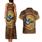 Aboriginal Magpies Dots Art Couples Matching Tank Maxi Dress and Hawaiian Shirt Native Australian Animals