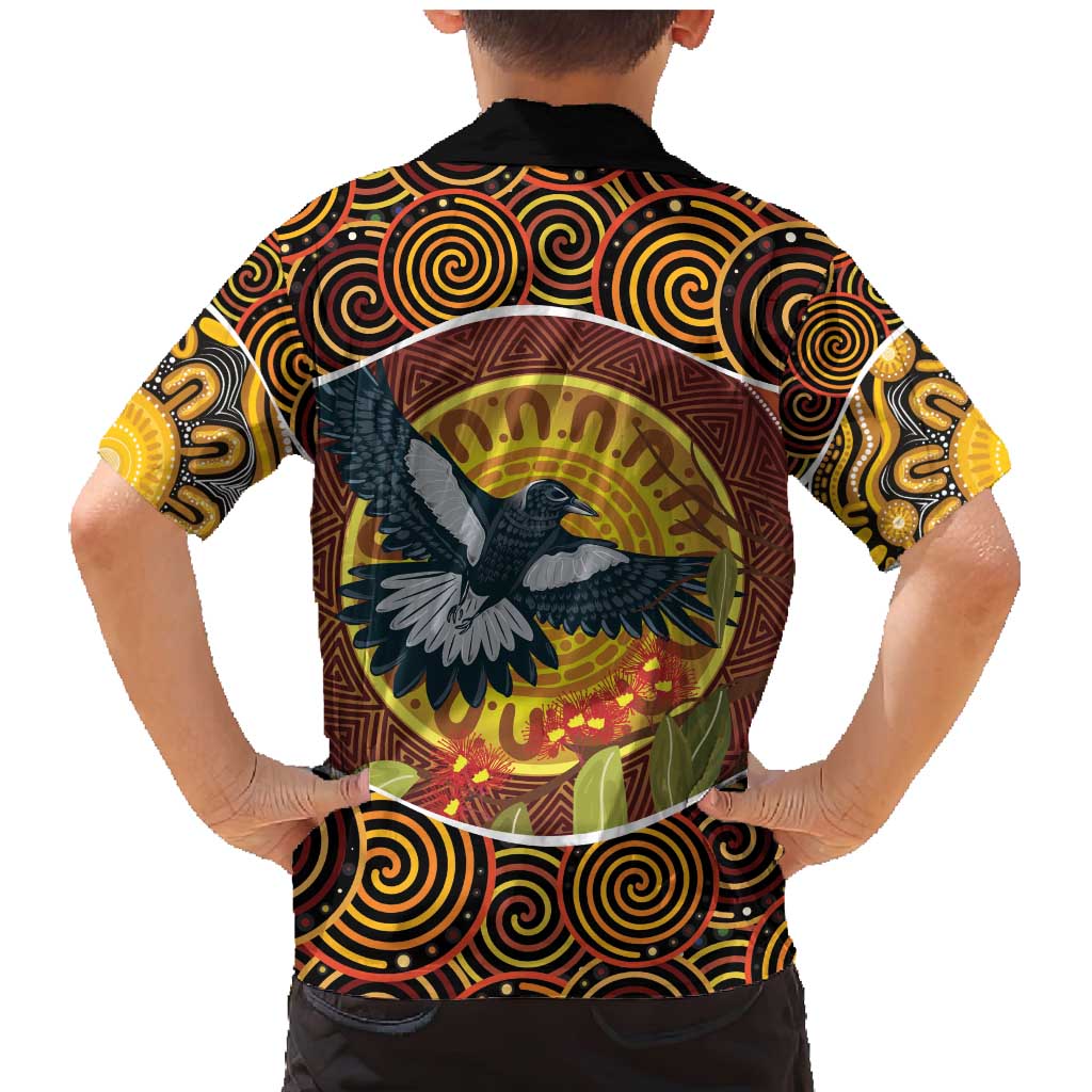 Aboriginal Magpies Dots Art Family Matching Mermaid Dress and Hawaiian Shirt Native Australian Animals
