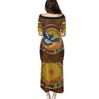 Aboriginal Magpies Dots Art Family Matching Puletasi and Hawaiian Shirt Native Australian Animals