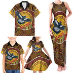 Aboriginal Magpies Dots Art Family Matching Tank Maxi Dress and Hawaiian Shirt Native Australian Animals