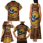 Aboriginal Magpies Dots Art Family Matching Tank Maxi Dress and Hawaiian Shirt Native Australian Animals