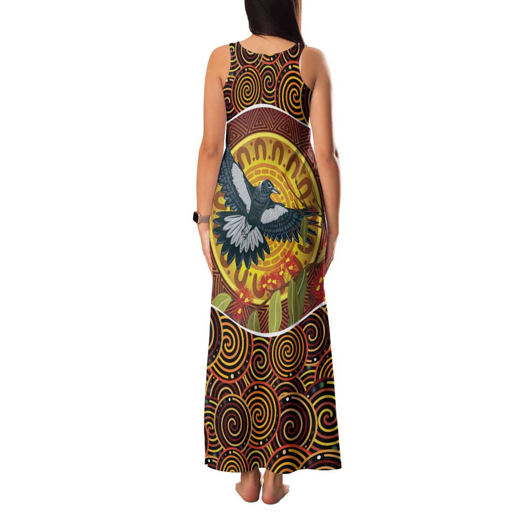 Aboriginal Magpies Dots Art Family Matching Tank Maxi Dress and Hawaiian Shirt Native Australian Animals