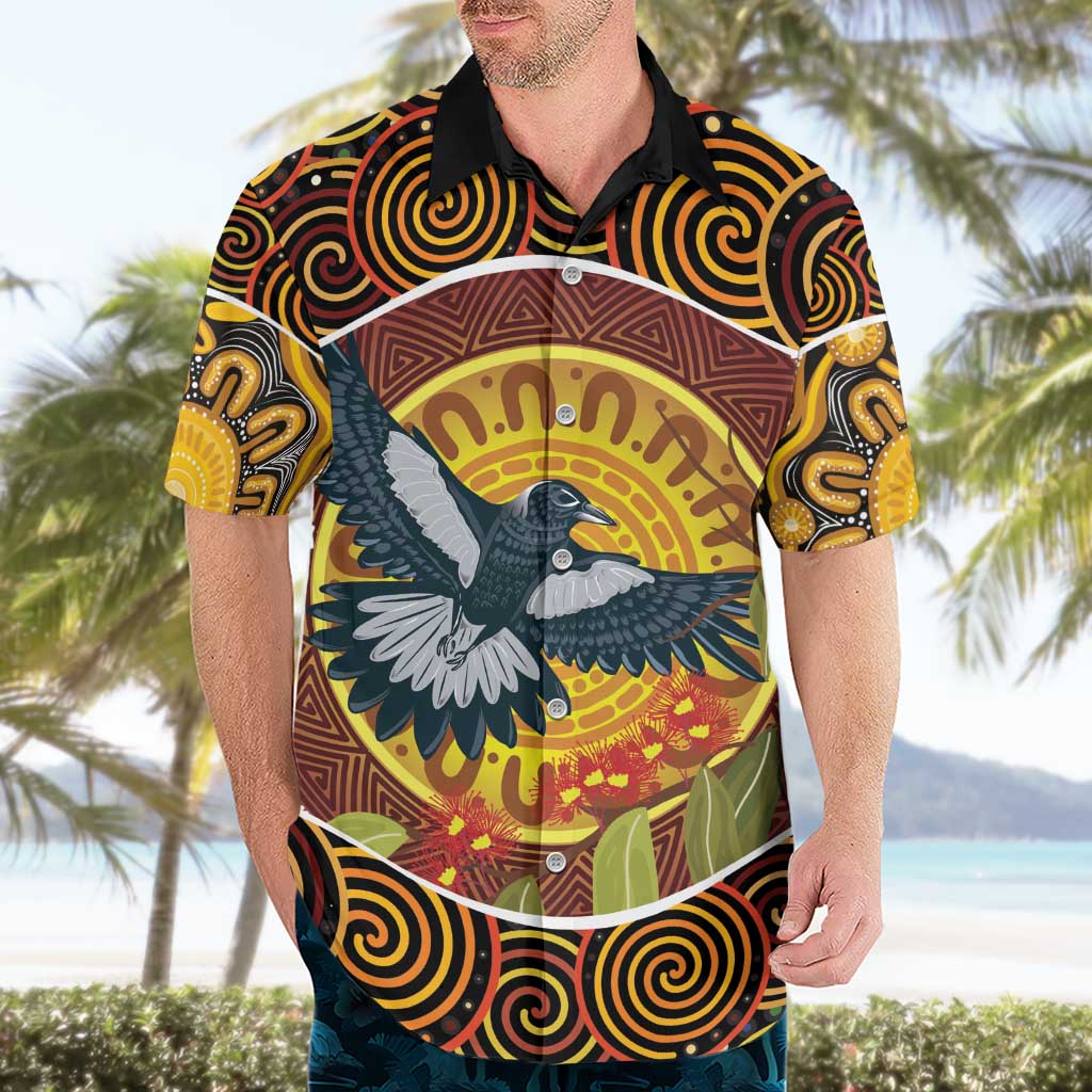 Aboriginal Magpies Dots Art Hawaiian Shirt Native Australian Animals
