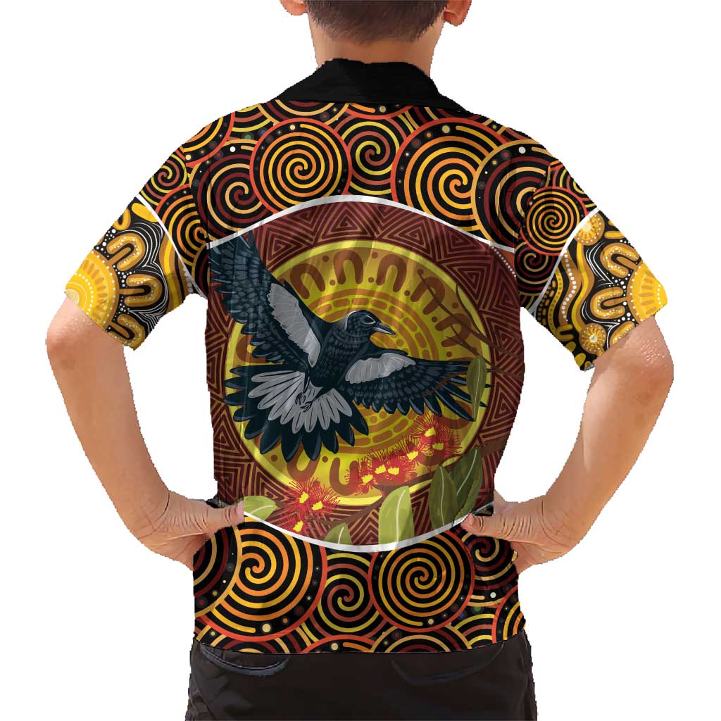 Aboriginal Magpies Dots Art Hawaiian Shirt Native Australian Animals