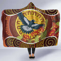 Aboriginal Magpies Dots Art Hooded Blanket Native Australian Animals
