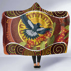 Aboriginal Magpies Dots Art Hooded Blanket Native Australian Animals