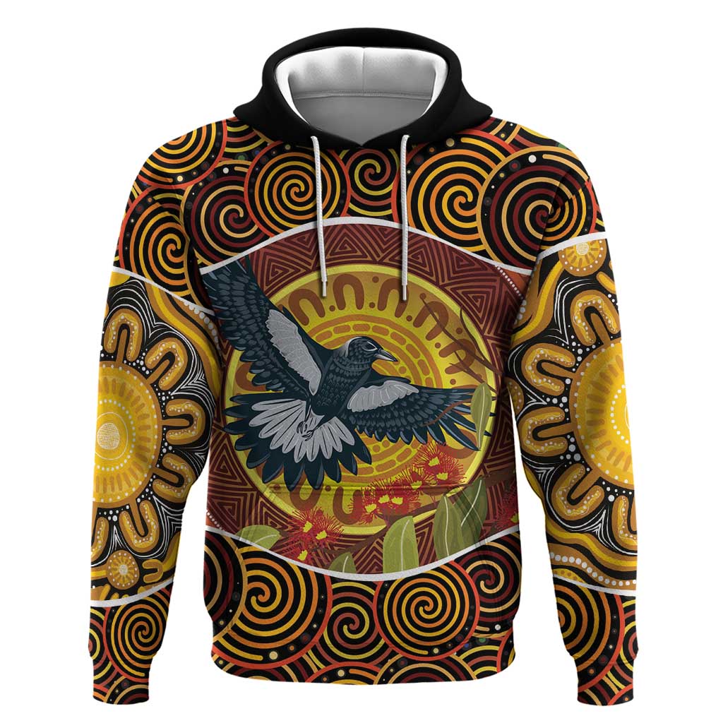 Aboriginal Magpies Dots Art Hoodie Native Australian Animals