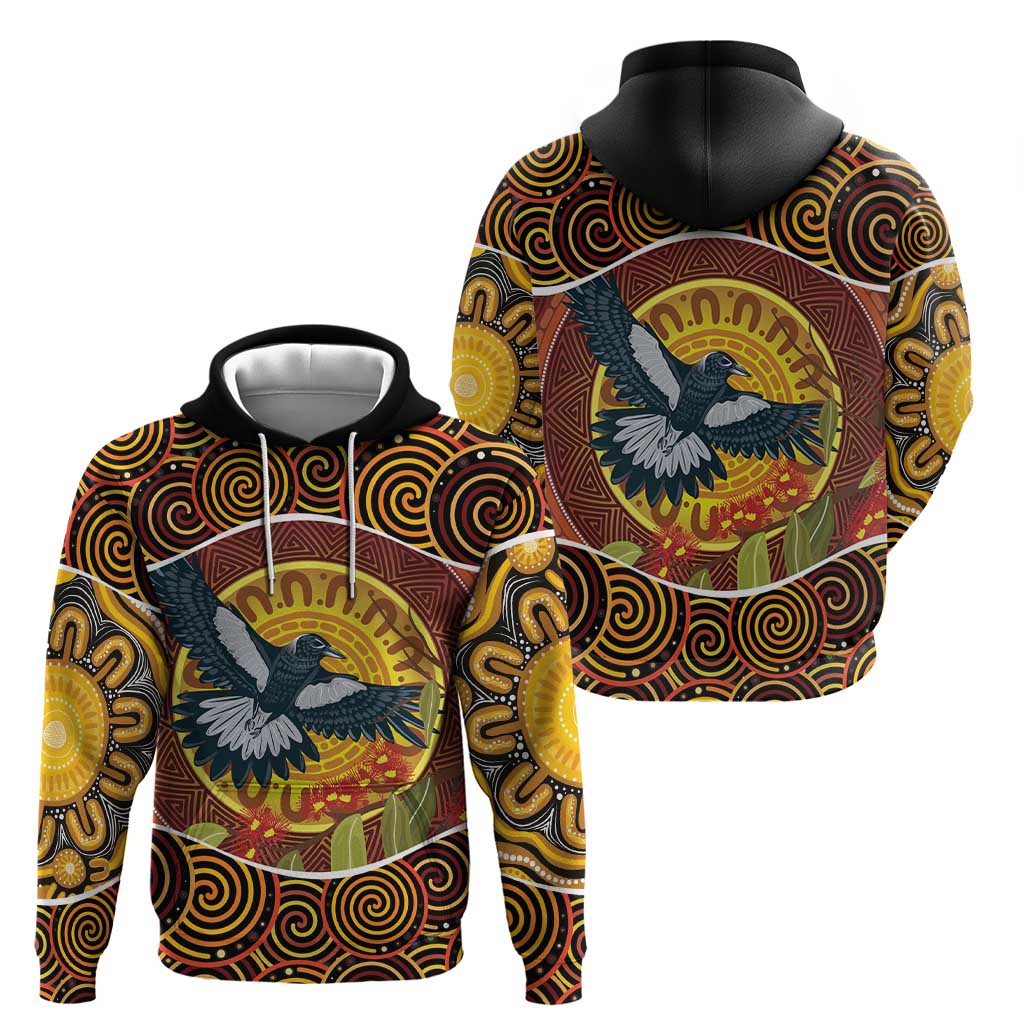 Aboriginal Magpies Dots Art Hoodie Native Australian Animals