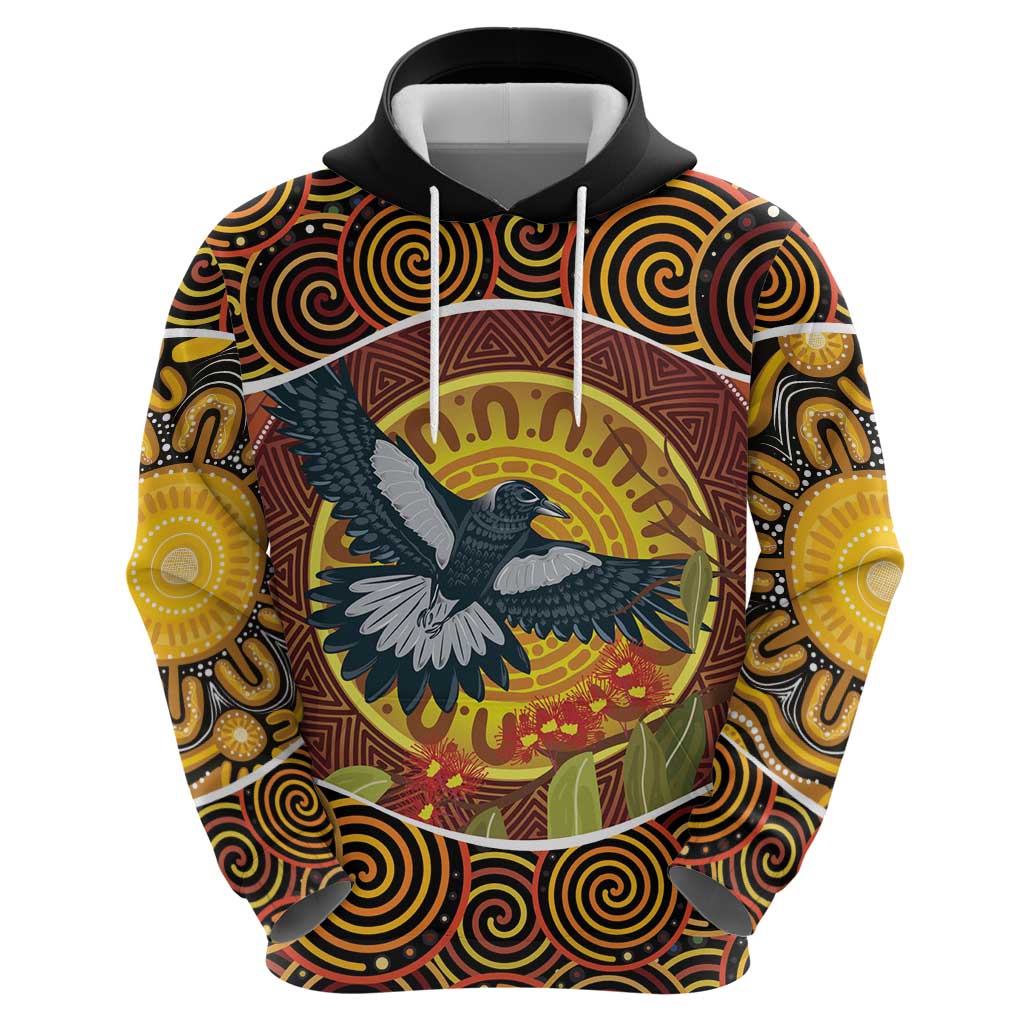 Aboriginal Magpies Dots Art Hoodie Native Australian Animals