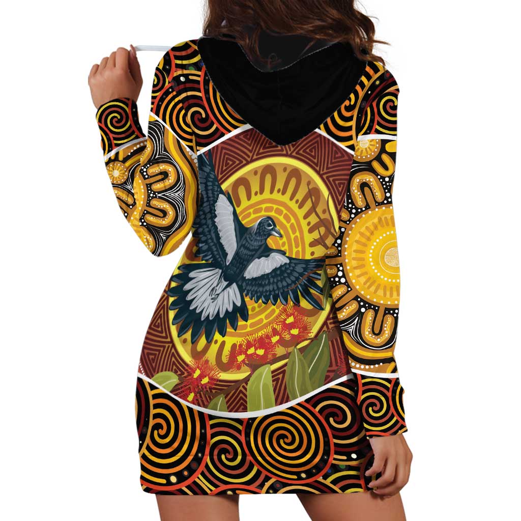 Aboriginal Magpies Dots Art Hoodie Dress Native Australian Animals