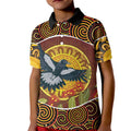 Aboriginal Magpies Dots Art Kid Polo Shirt Native Australian Animals