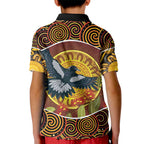 Aboriginal Magpies Dots Art Kid Polo Shirt Native Australian Animals