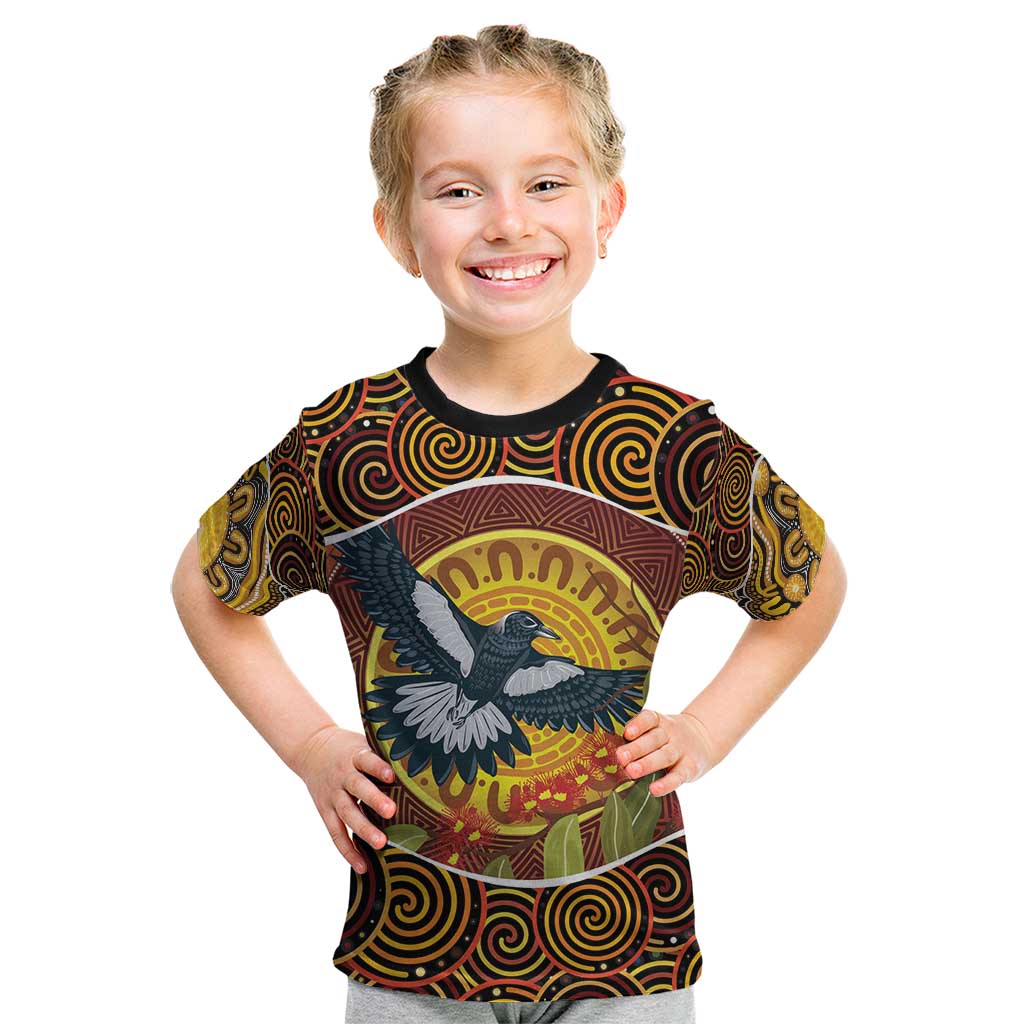 Aboriginal Magpies Dots Art Kid T Shirt Native Australian Animals