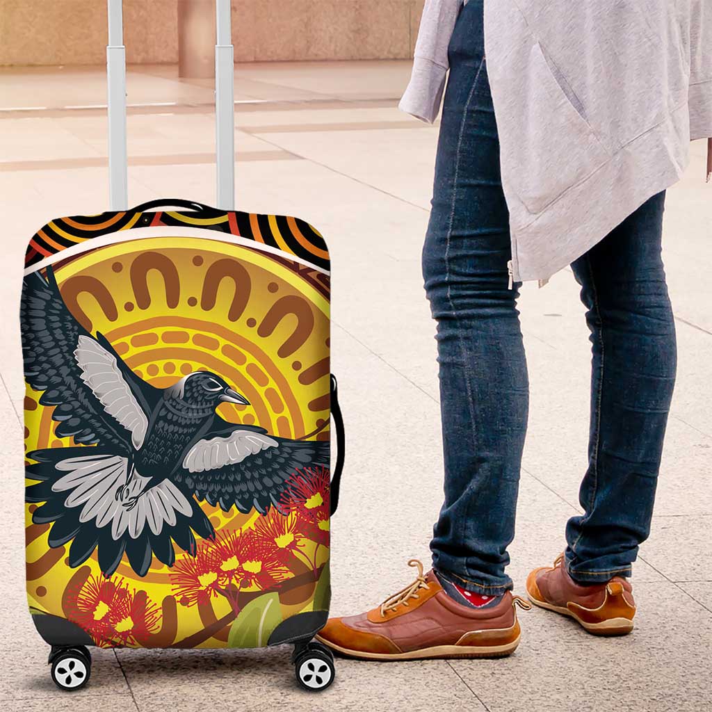 Aboriginal Magpies Dots Art Luggage Cover Native Australian Animals