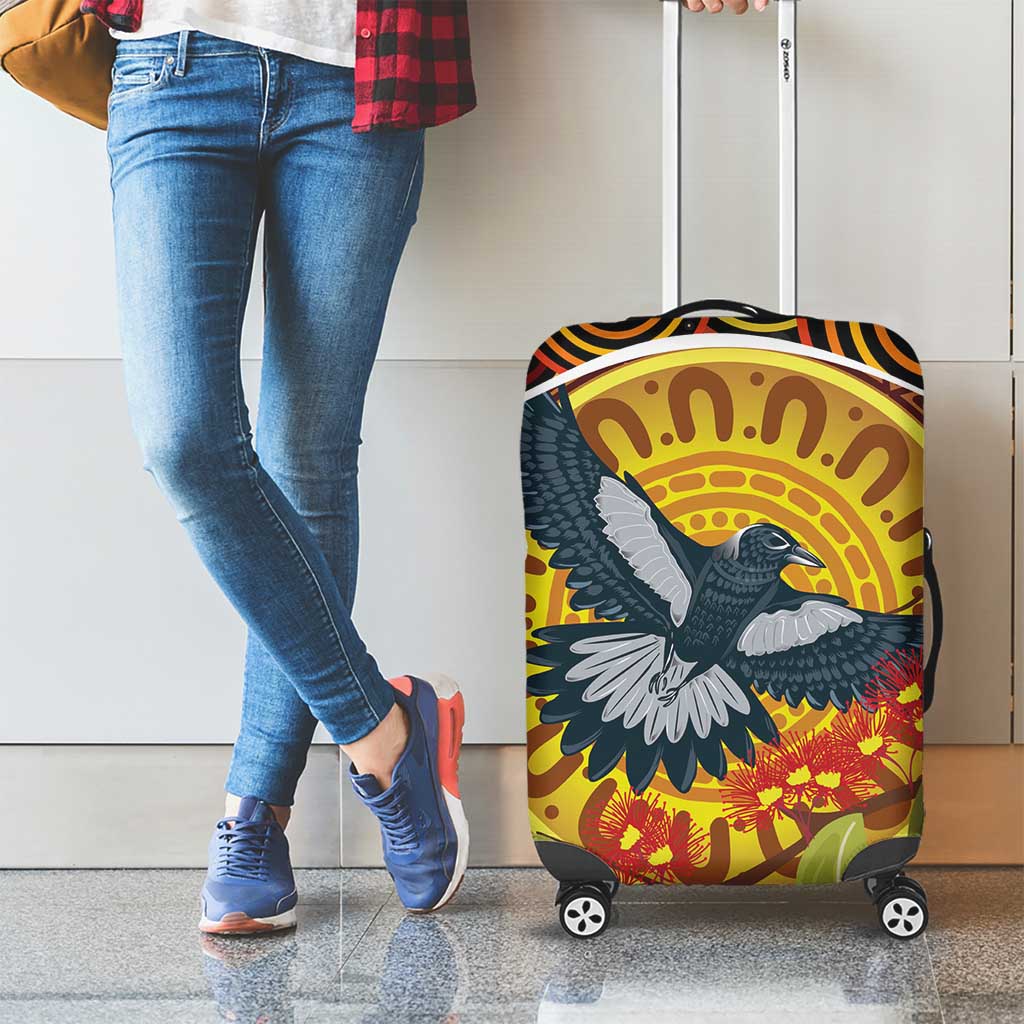 Aboriginal Magpies Dots Art Luggage Cover Native Australian Animals