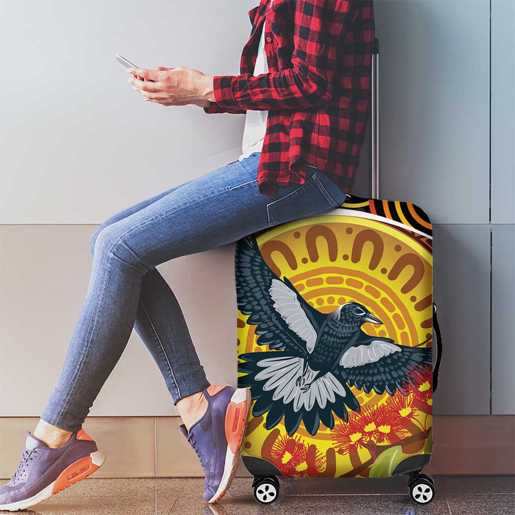 Aboriginal Magpies Dots Art Luggage Cover Native Australian Animals