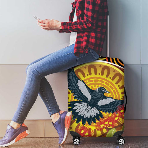 Aboriginal Magpies Dots Art Luggage Cover Native Australian Animals