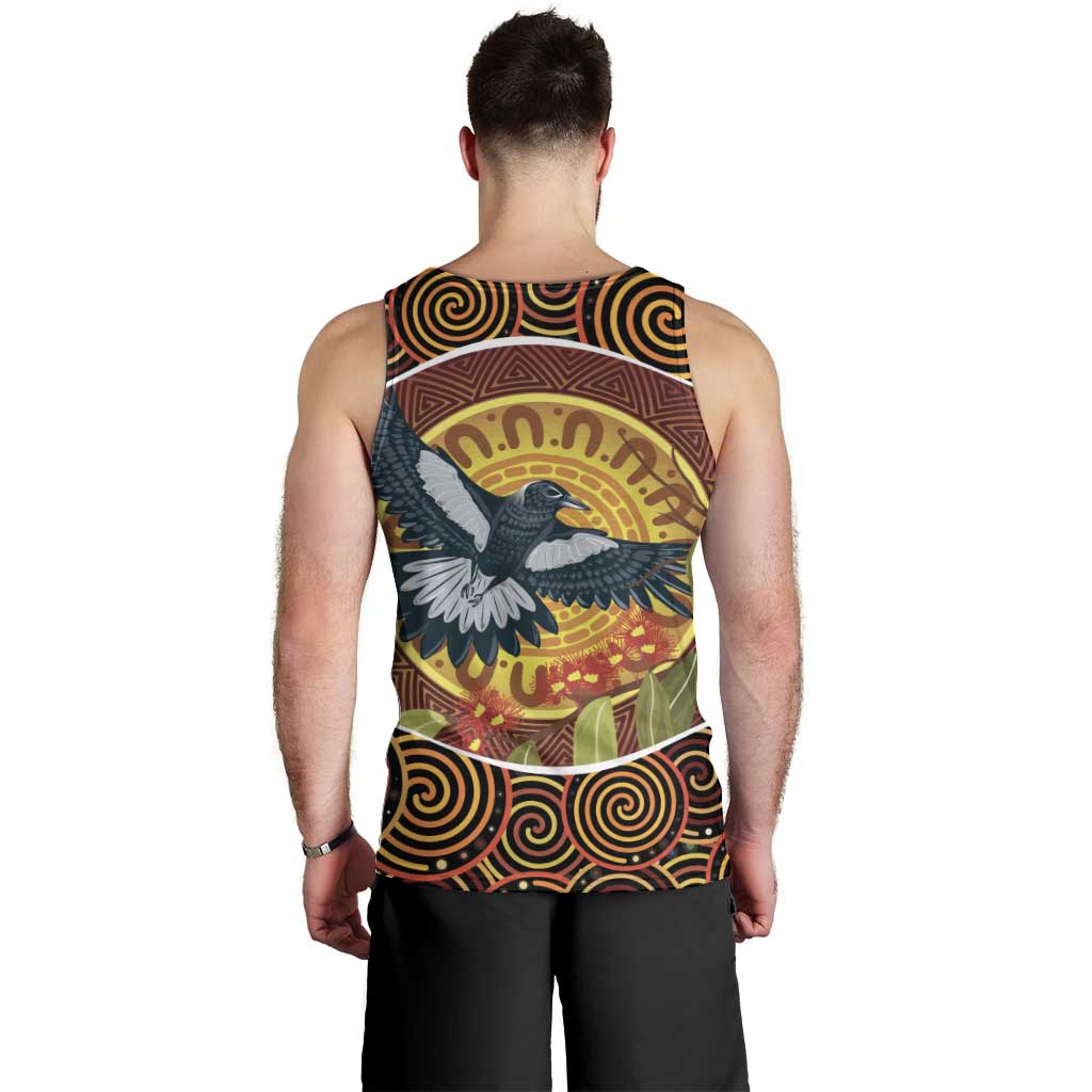 Aboriginal Magpies Dots Art Men Tank Top Native Australian Animals