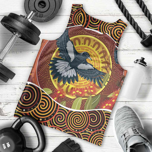 Aboriginal Magpies Dots Art Men Tank Top Native Australian Animals