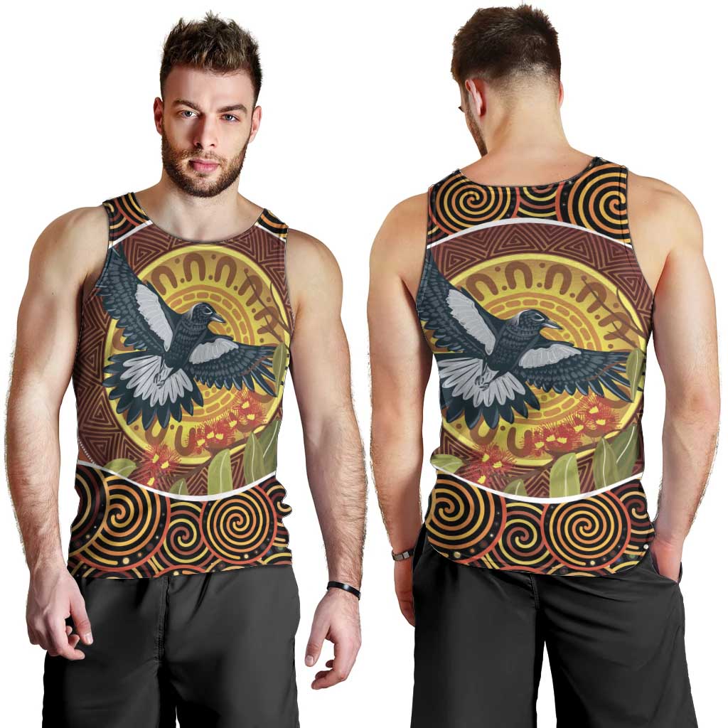 Aboriginal Magpies Dots Art Men Tank Top Native Australian Animals