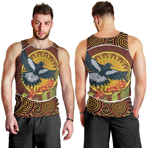 Aboriginal Magpies Dots Art Men Tank Top Native Australian Animals