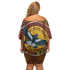 Aboriginal Magpies Dots Art Off Shoulder Short Dress Native Australian Animals