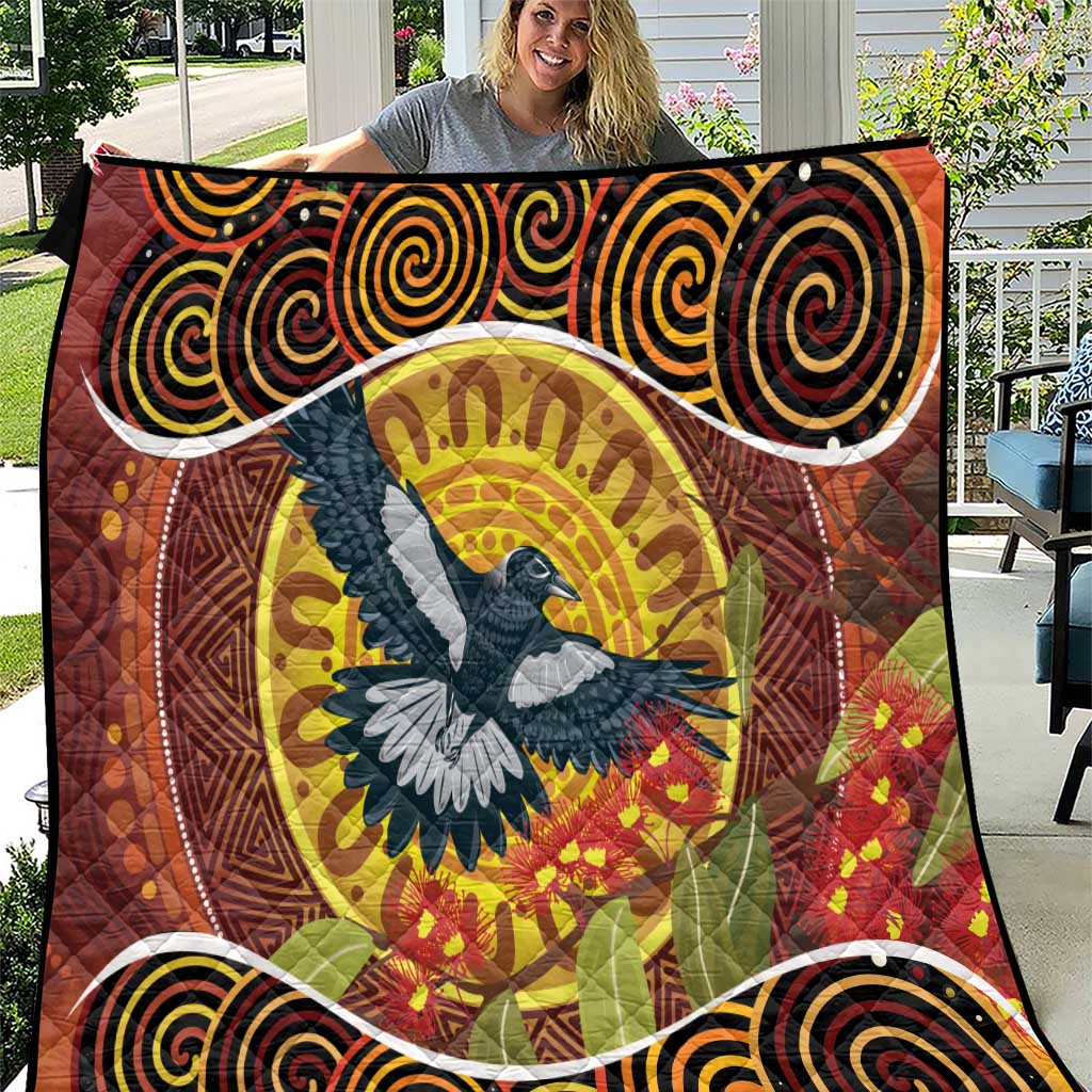 Aboriginal Magpies Dots Art Quilt Native Australian Animals