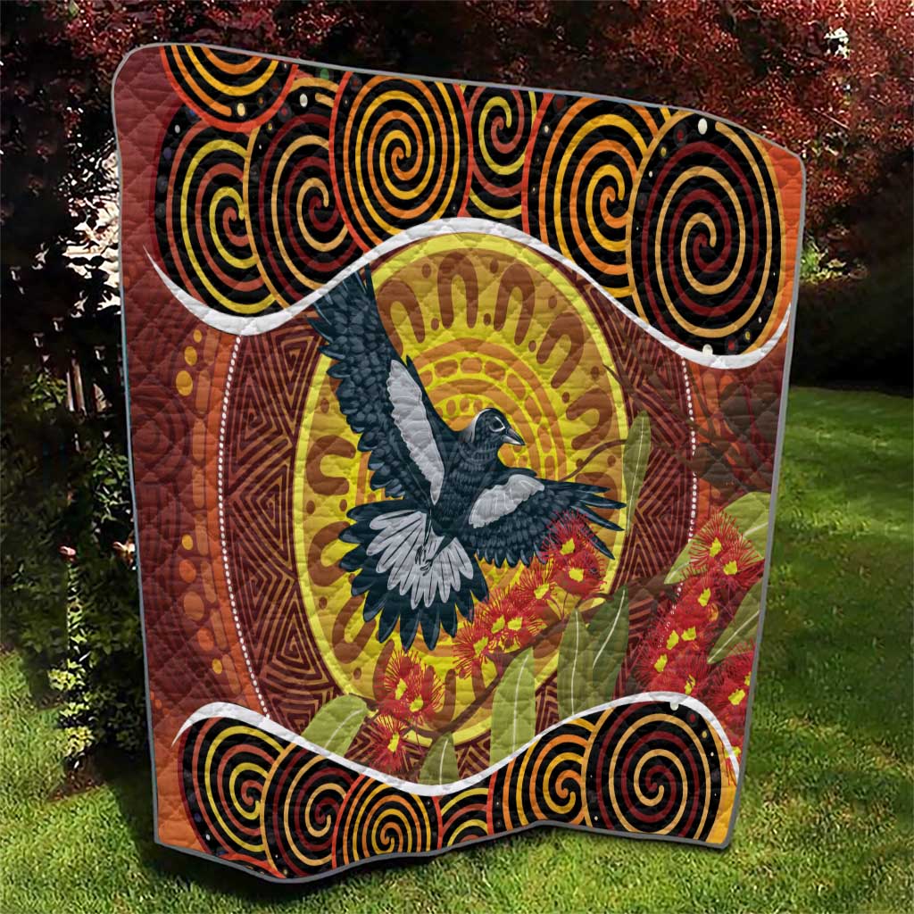 Aboriginal Magpies Dots Art Quilt Native Australian Animals
