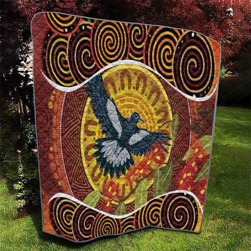 Aboriginal Magpies Dots Art Quilt Native Australian Animals