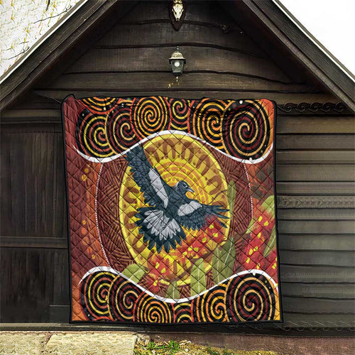 Aboriginal Magpies Dots Art Quilt Native Australian Animals