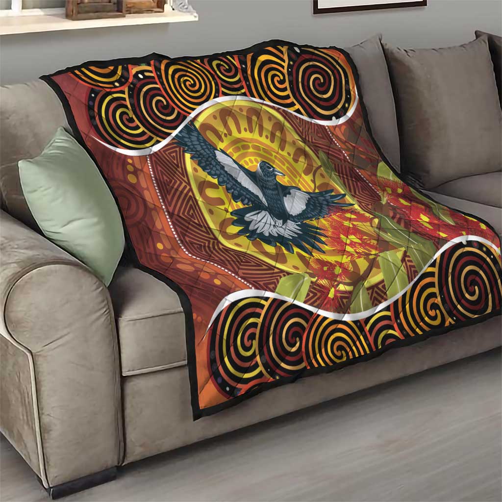 Aboriginal Magpies Dots Art Quilt Native Australian Animals
