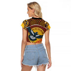 Aboriginal Magpies Dots Art Raglan Cropped T Shirt Native Australian Animals