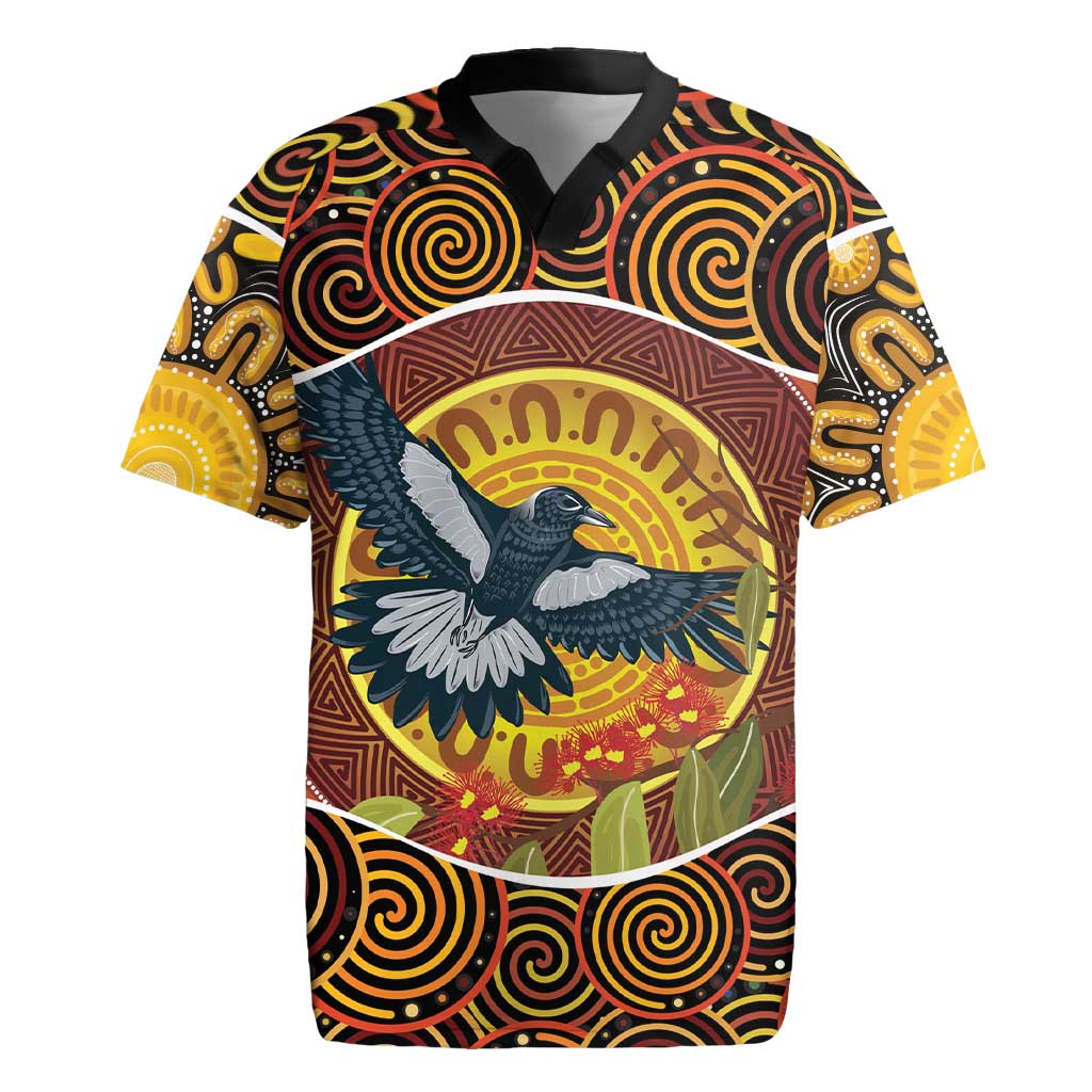 Aboriginal Magpies Dots Art Rugby Jersey Native Australian Animals