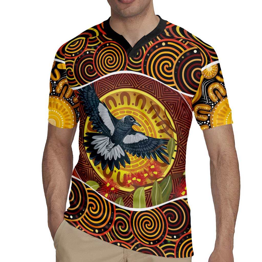 Aboriginal Magpies Dots Art Rugby Jersey Native Australian Animals