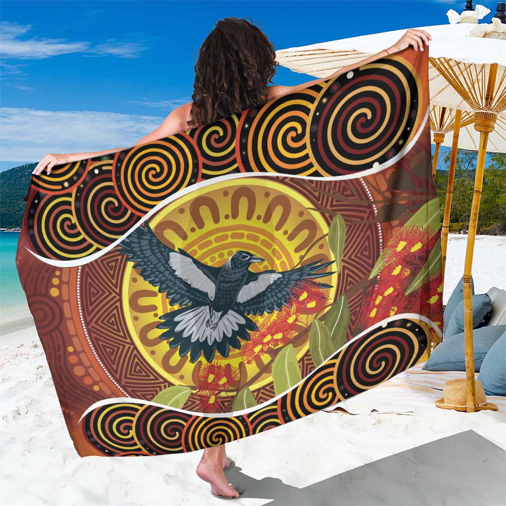 Aboriginal Magpies Dots Art Sarong Native Australian Animals