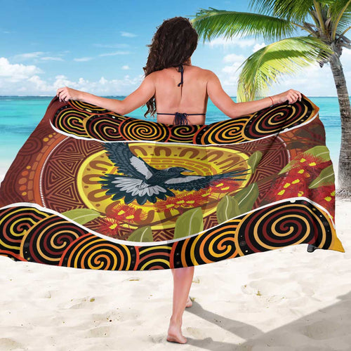 Aboriginal Magpies Dots Art Sarong Native Australian Animals