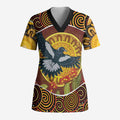 Aboriginal Magpies Dots Art Scrub Top Native Australian Animals - Aussie Hoodie