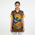 Aboriginal Magpies Dots Art Scrub Top Native Australian Animals - Aussie Hoodie