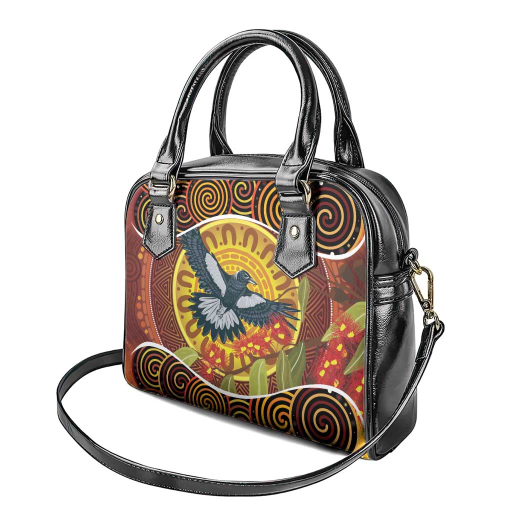 Aboriginal Magpies Dots Art Shoulder Handbag Native Australian Animals
