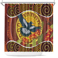 Aboriginal Magpies Dots Art Shower Curtain Native Australian Animals