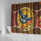 Aboriginal Magpies Dots Art Shower Curtain Native Australian Animals