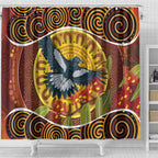 Aboriginal Magpies Dots Art Shower Curtain Native Australian Animals