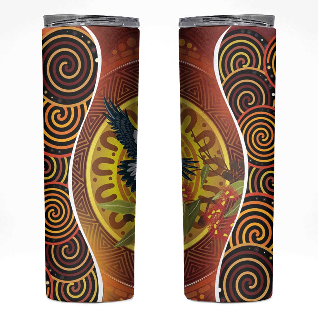 Aboriginal Magpies Dots Art Skinny Tumbler Native Australian Animals