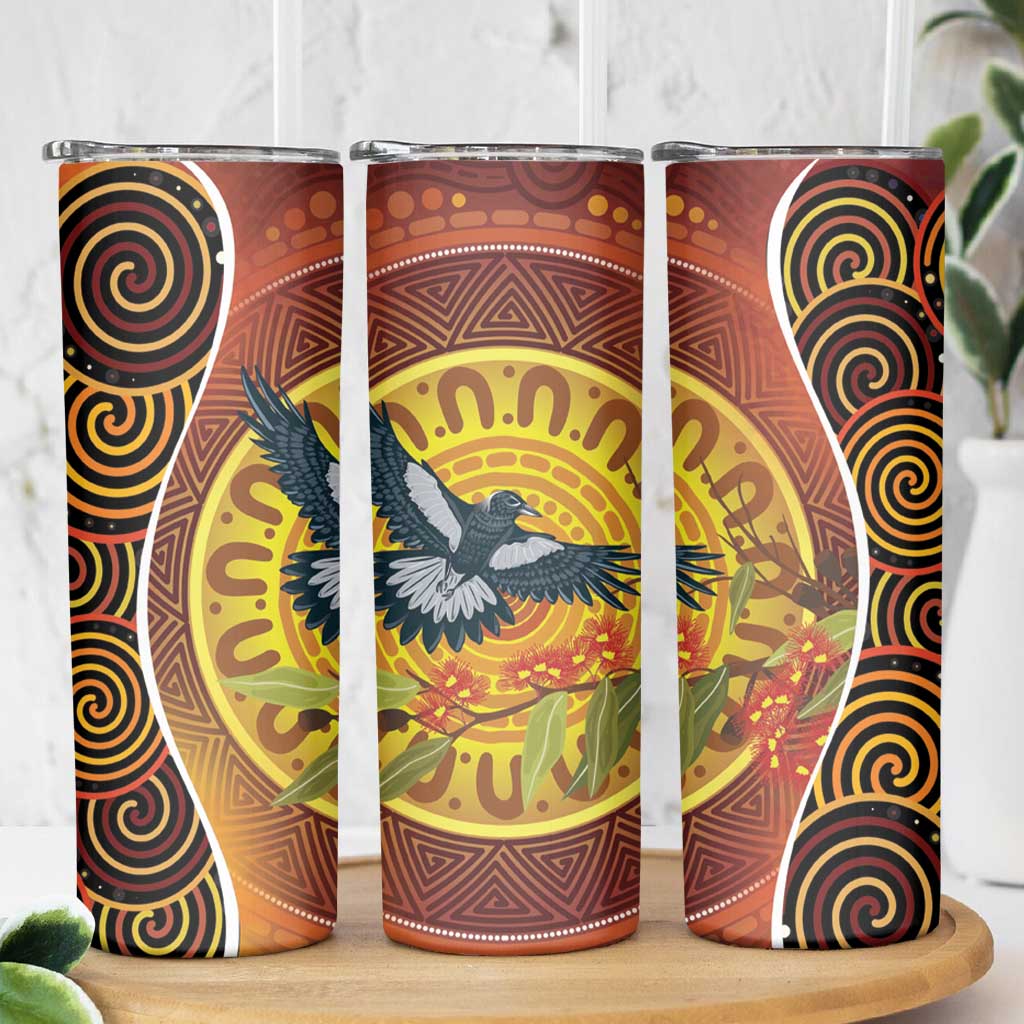Aboriginal Magpies Dots Art Skinny Tumbler Native Australian Animals