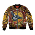 Aboriginal Magpies Dots Art Sleeve Zip Bomber Jacket Native Australian Animals