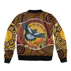 Aboriginal Magpies Dots Art Sleeve Zip Bomber Jacket Native Australian Animals