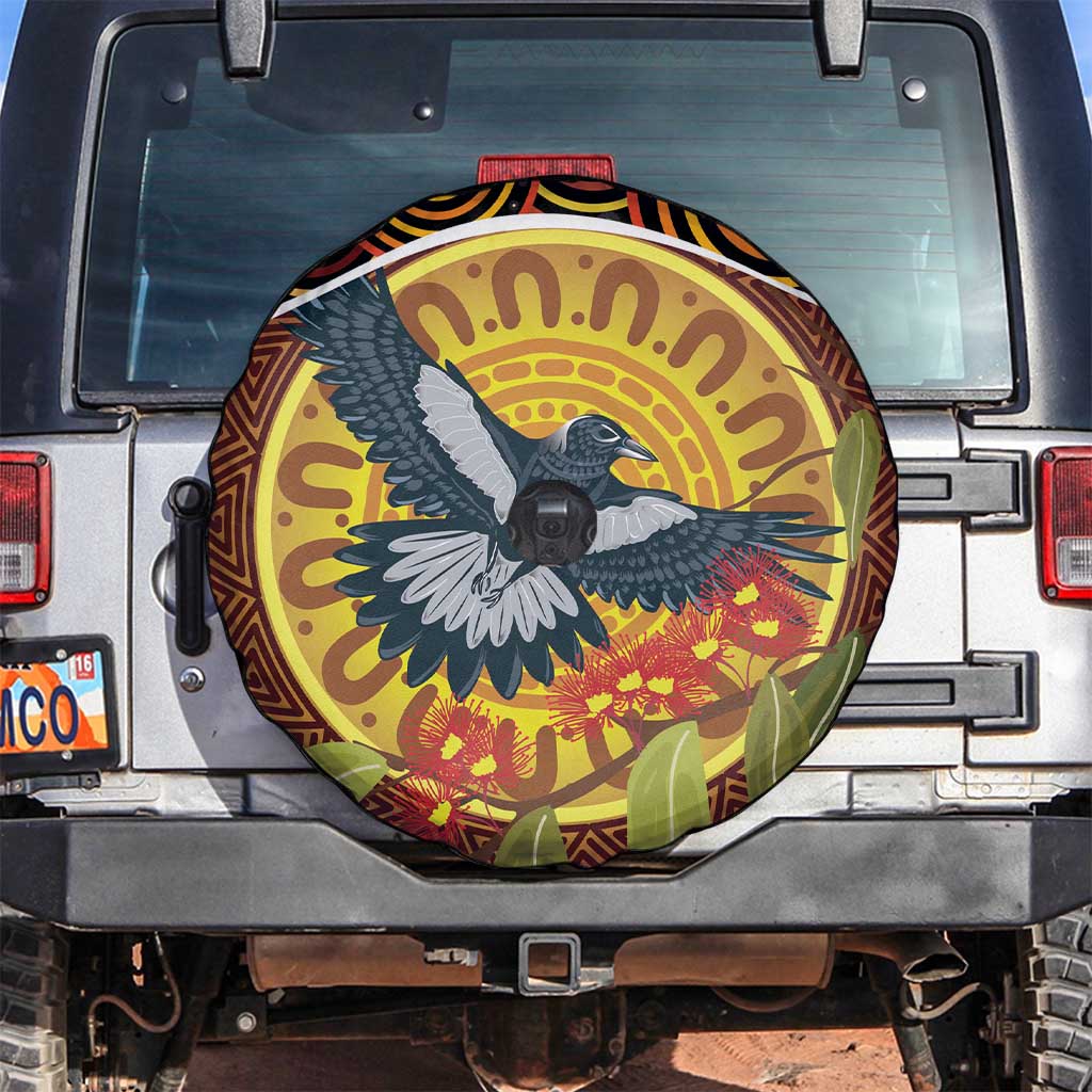 Aboriginal Magpies Dots Art Spare Tire Cover Native Australian Animals