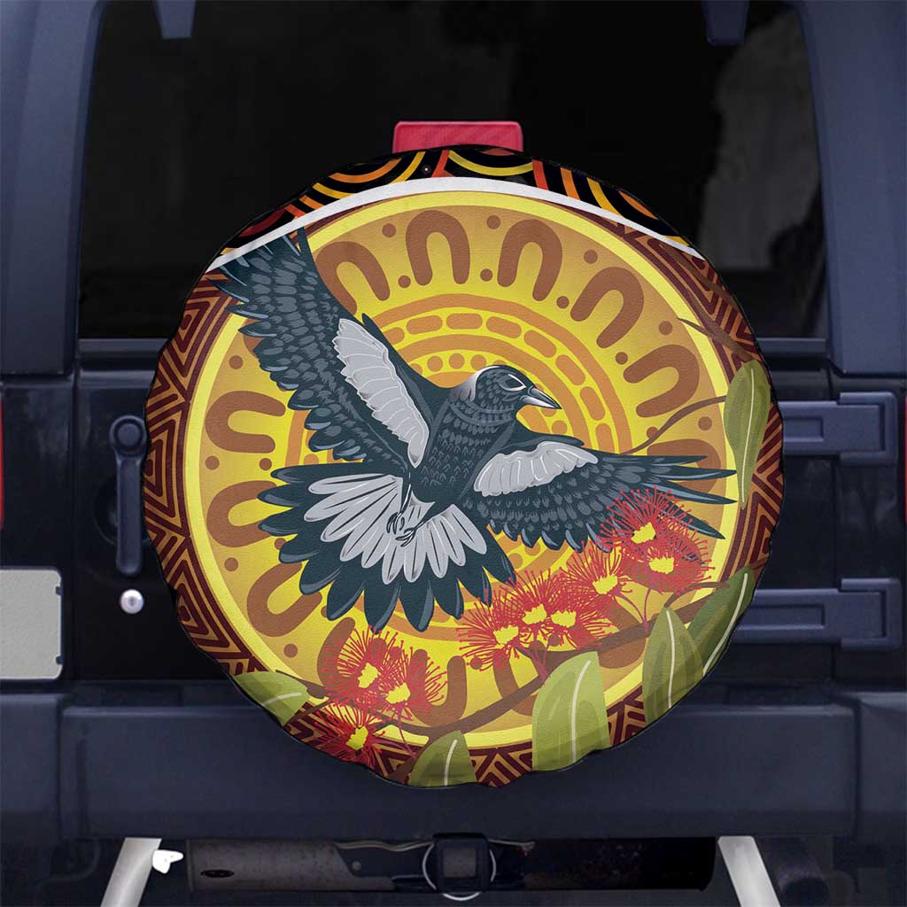Aboriginal Magpies Dots Art Spare Tire Cover Native Australian Animals