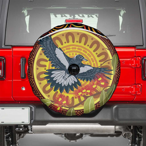 Aboriginal Magpies Dots Art Spare Tire Cover Native Australian Animals